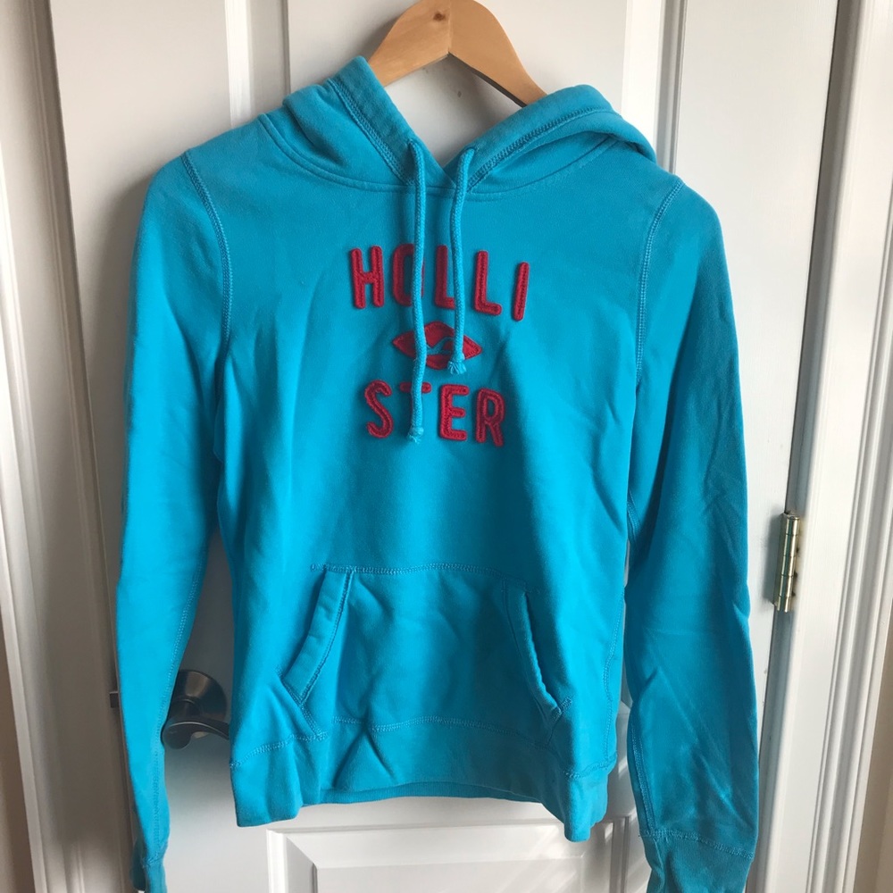 Blue hollister logo hoodie